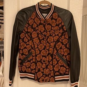 Coach Leather and Silk Varsity Jacket - size 6